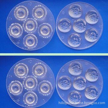 6-in-1 LED lens with beaded surface